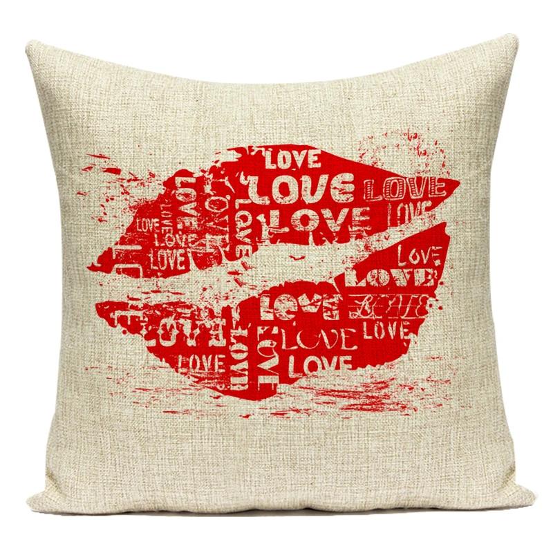Square Valentine'S Day Lovers Couple Throw Pillow Case Hearts Balloons Print Pillowcase For Sofa Seat Hotel Home Pillow Cover