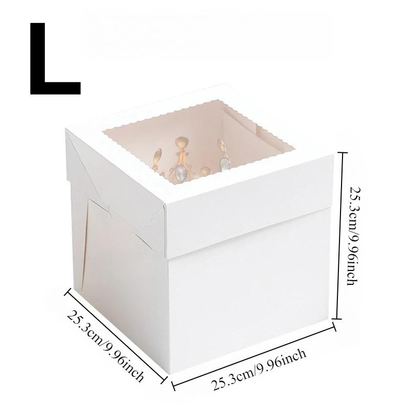 1/3/5PCS White Bakery Boxes with Window Disposable Birthday Cake Paper Boxes Fold Cake Boxes Cookies Pastry Cake Storage Box