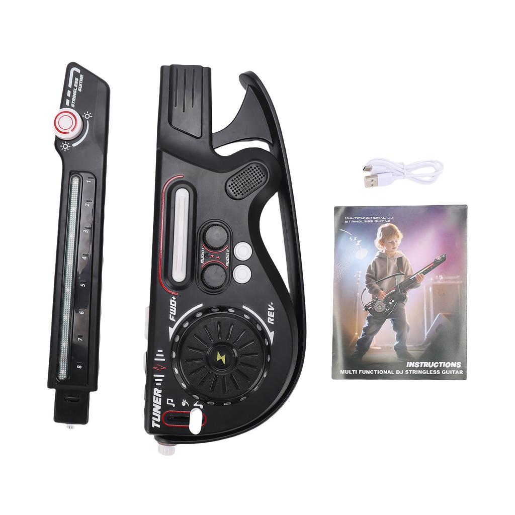 Smart Guitar DJ Controller with LED Lights BT 5.0 Rechargeable Bass Folding Portable Stringless Guitar Music Instrument for Kids
