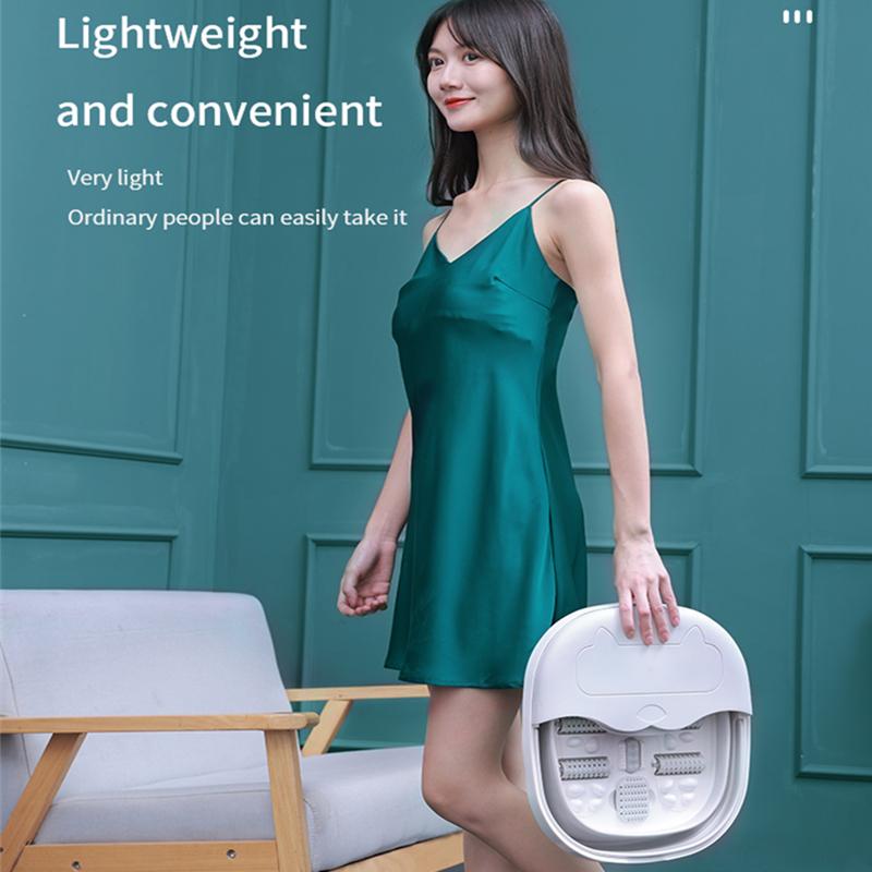 Foldable Foot Bath Massager Smart Roller Massage Portable Bathtub Foaming Foot Soaking with Lid Massage Bucket Collapsible