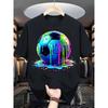 European Sizes Men's Soccer T-Shirt with Vibrant Soccer Ball Print - Suitable for Team Parties, Gifts, Tournaments & Casual Attire