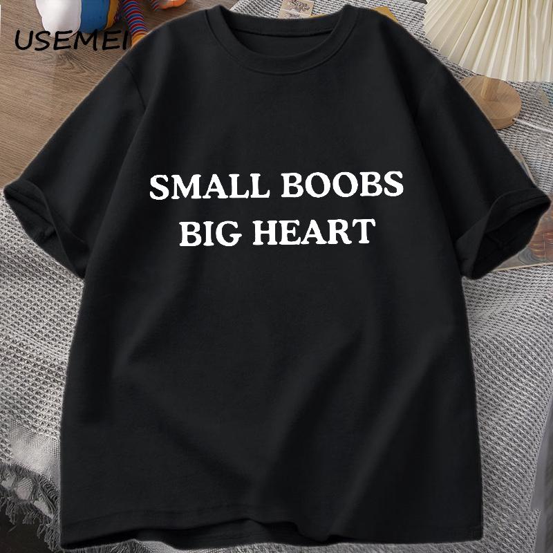 

Small Boobs Big Heart T-shirt Funny Saying Tops Adult Humor Jokes Short Sleeve Cotton T-shirt Unisex Casual Summer Tees XL чёрный