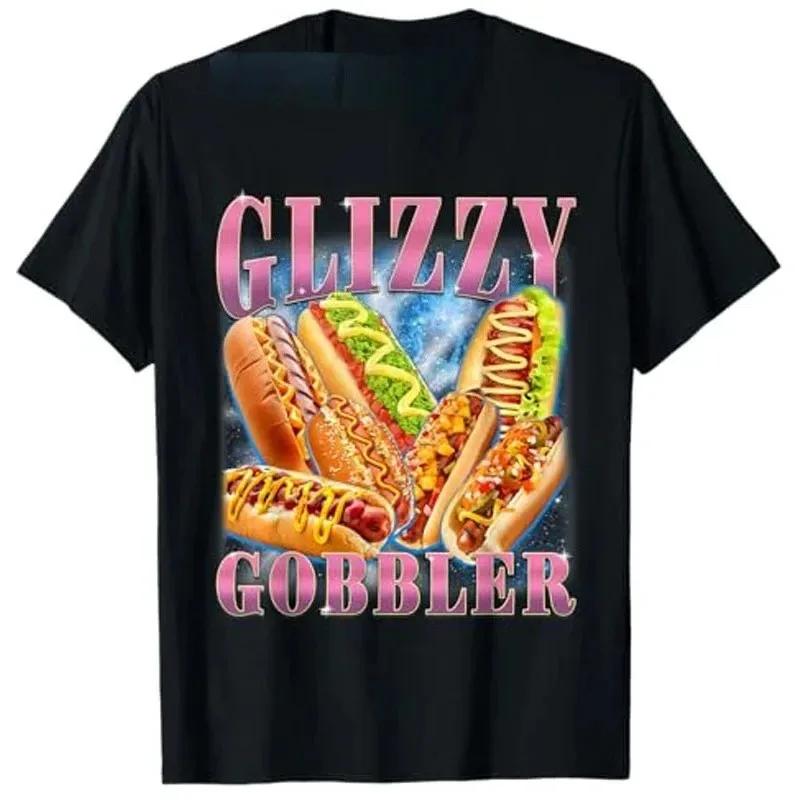 

Funny Glizzy Gobbler Meme Hilarious Hot Dog Glizzy Lovers T-Shirt Foodie Humor Y2k Saying Tee Novelty Gift Short Sleeve Blouses M