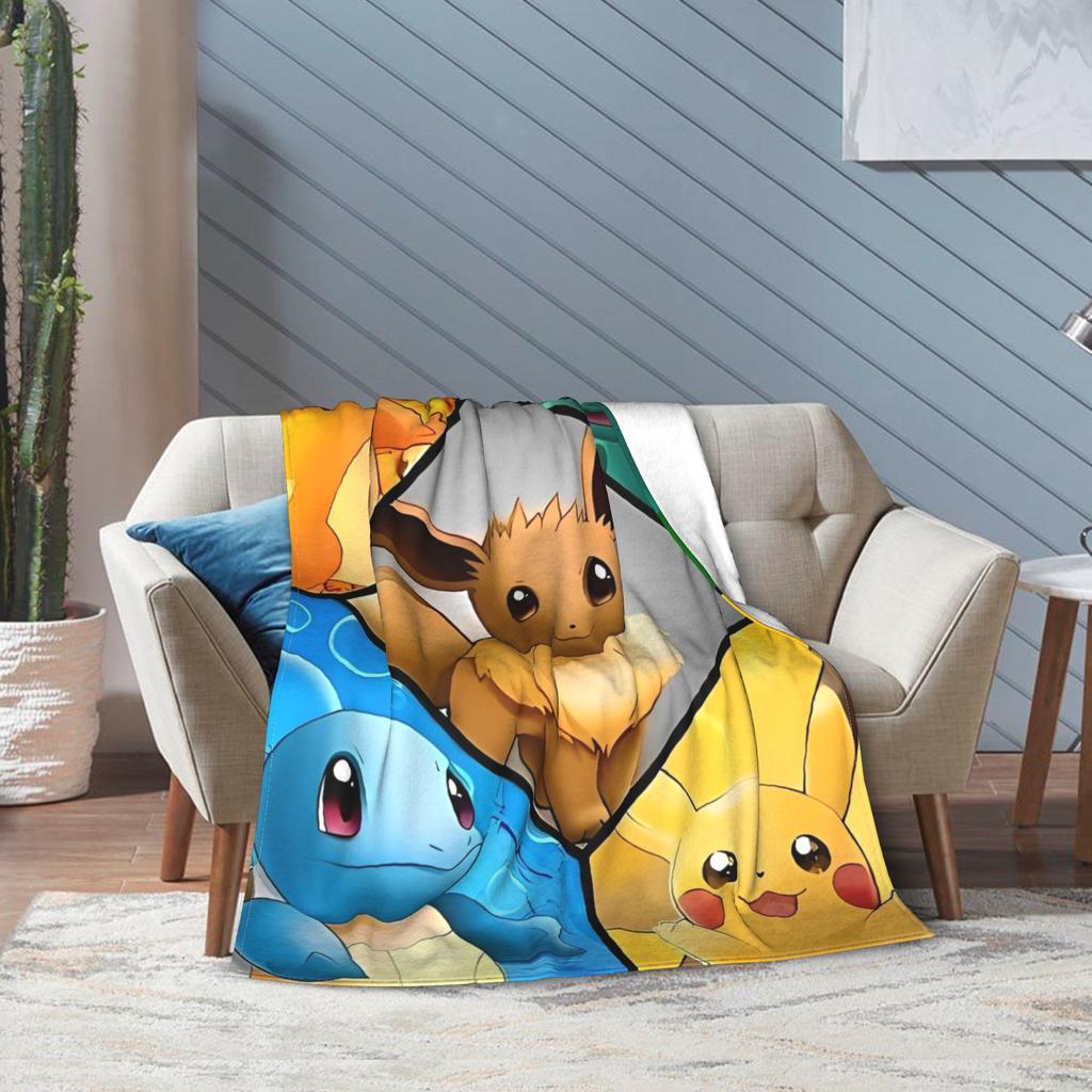 RIPSuper Soft Cartoon Pikachus Throw Blanket Premium Flannel Fleece Lightweight Bed Blanket Cozy Fluffy Bedspread All Season UseR-I-P