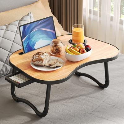 Laptop Desktop Cutlery and Laptop Bed Holder, Bedside Table Tray, Breakfast Bed Tray, Laptop Table with Cup Holder and Side Draw