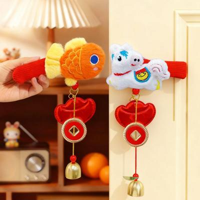 New Year Winter Plush Door Handle Cover: Anti-freeze, Anti-static, Warm Horse Design