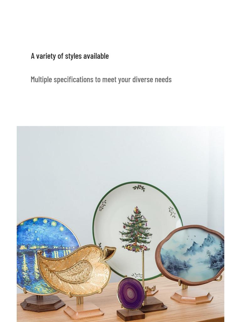 Solid Wood Plate Stand & Porcelain Holder Display Rack for Ornaments, Puer Tea Cakes