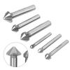 6pcs Chamfer Cutter Round Shank 3 Edged 90 Degree High‑Speed Steel Countersink Drill Bit Set