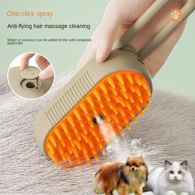 Steamy Hundebürste, elektrische Spray-Katzenhaarbürste, 3-in-1-Dampfbürste für Hunde zur Massage, Haustierpflege, Entfernen von verfilzten und losen Haaren