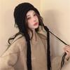 Handmade Fringed Braids Hat Y2K Sweet Girl Warm Beanie Hat InsStyle Bonnet Winter Autumn Skull Hat Pullover Earflap Hat