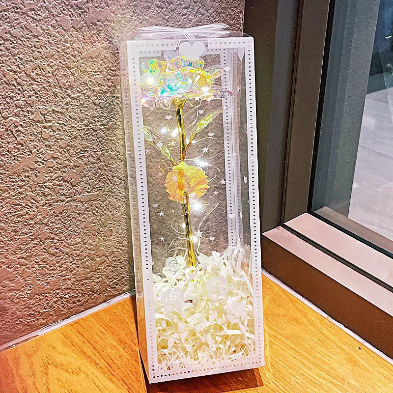 Luminous Flashing Gold Preserved Rose Bouquet – Creative Qixi Souvenir