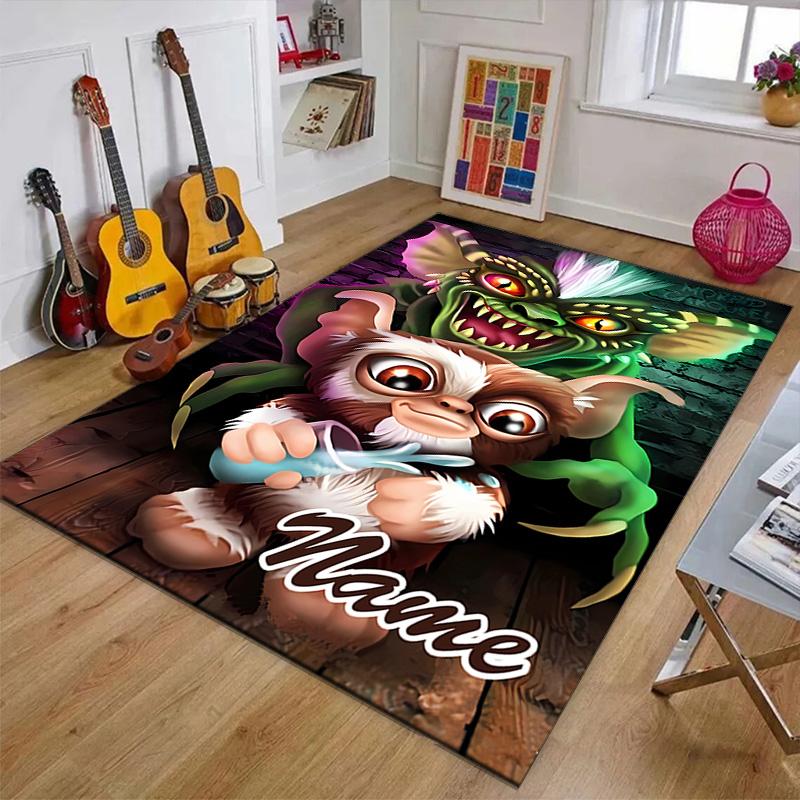 Custom Gremlin Mat Personalized Name, Polyester Washable Indoor Entryway Rug, Gift for Christmas, Easter, Thanksgiving Day