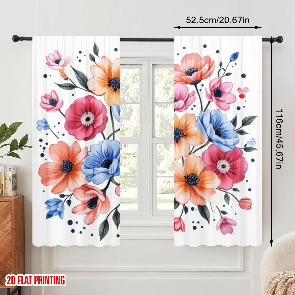 2pcs,2D plane printing Contemporary Curtains Floral Symphony Versatile 100% Polyester (without rod) Room Decor for Bedroom