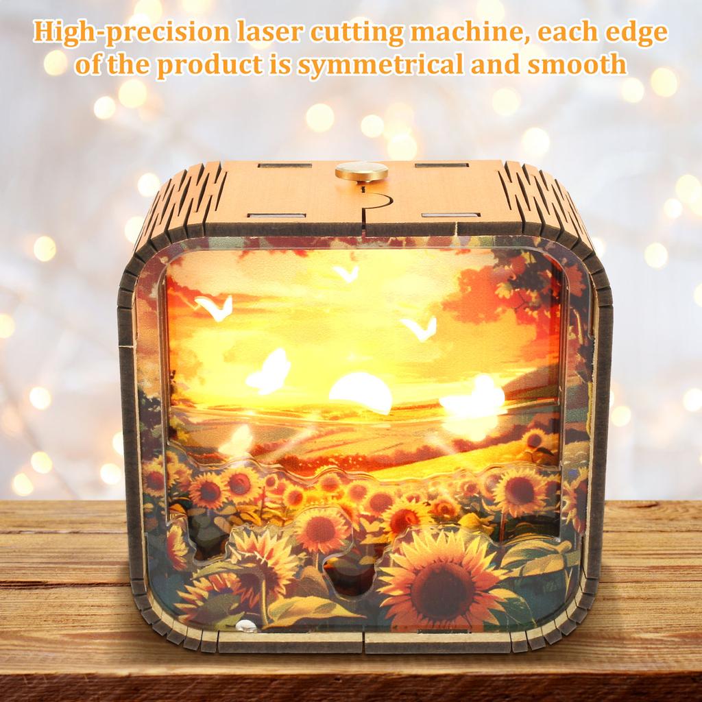 3D Puzzles Night Light Wood 3D Jigsaw Puzzle with Night Light Built In Battery Lightweight and Portable 3D Jigsaw Puzzle