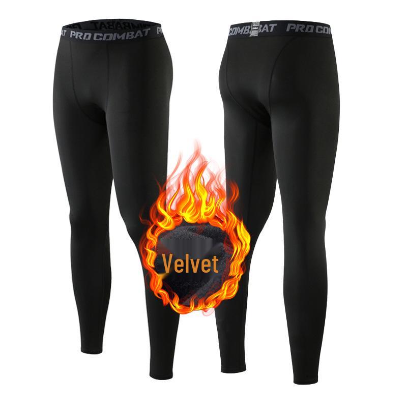 

Мужской комплект для фитнеса: Осенне-зимний компрессионный костюм с длинными брюками на флисе для бега, тренировок и спортзала. 3XL