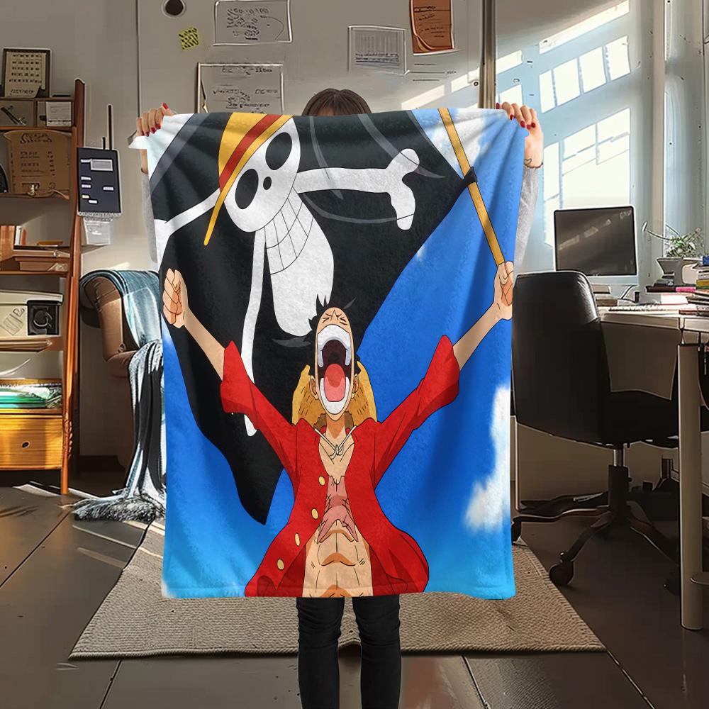 1PC Luffy D Patterned Flannel Blanket Suitable For All Seasons For Home Decor Warmth And Comfort Gifts Holiday Present