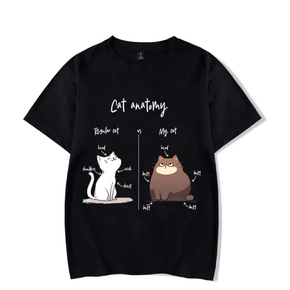 Cat Anatomy Graphic T Shirts Funny Cat Tshirts Short Sleeve Tops Oversize T-shirt Fashion Harajuku T-shirts Men Brand T-shirt