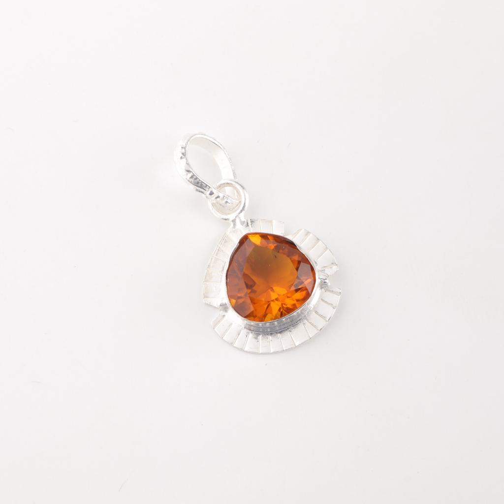 Natural Citrine Gemstone 925 Sterling Silver Jewelry Handmade Tiny Pendant 1.15" PP-8-6