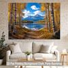 1 Piece of 2D Flat Background Fabric, Golden Leaves by the Lake In the Deep Autumn Scenery, Suitable for Party Use