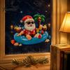 Home Beautification Stickers Christmas Santa Claus Window Clings, Summer Tropical on Pool Float Festive Storefront Glass Decals, Hawaii Beach Holiday