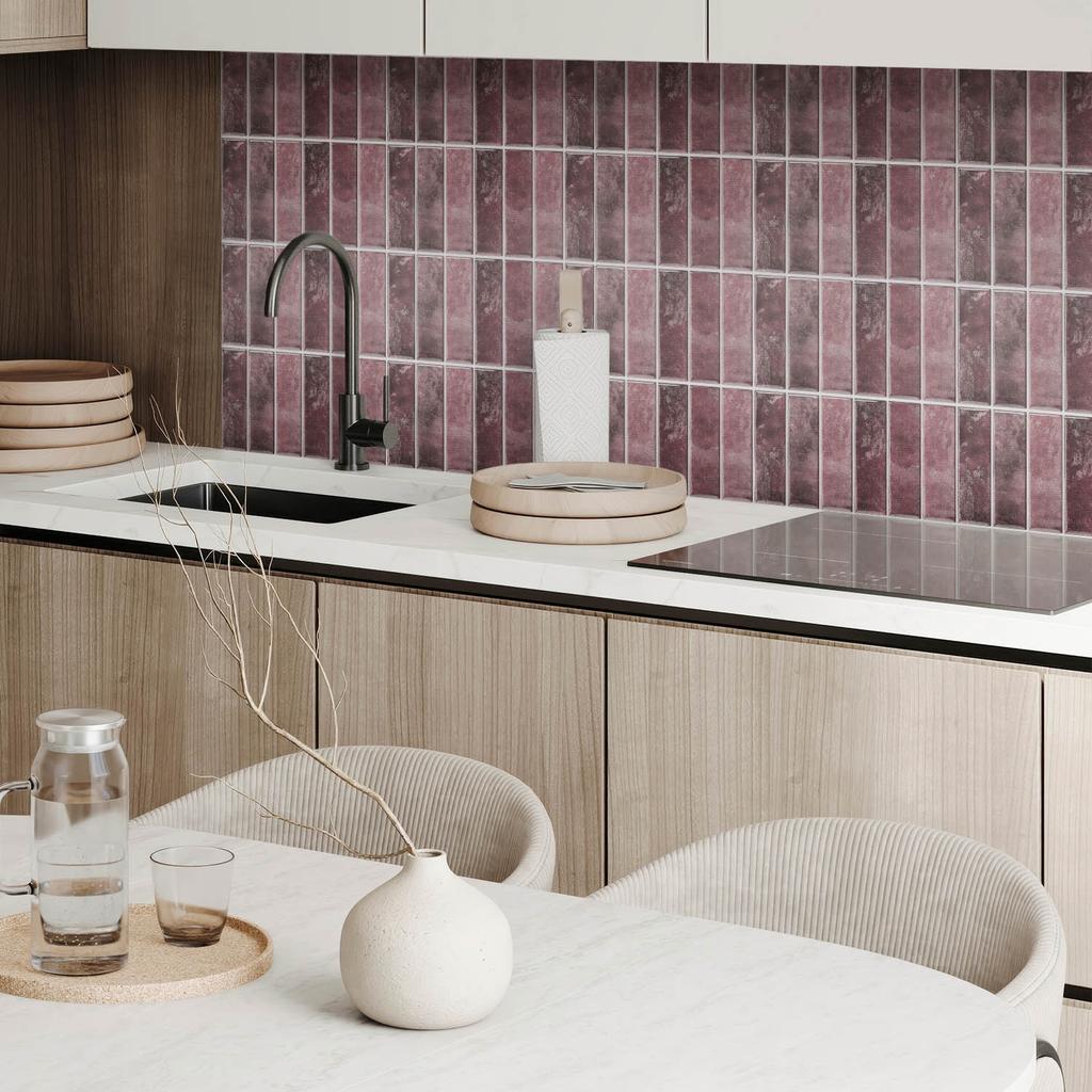 Vinyl Tile Set Easy Installation Vertical Mosaic Stripes 9x30x30 cm