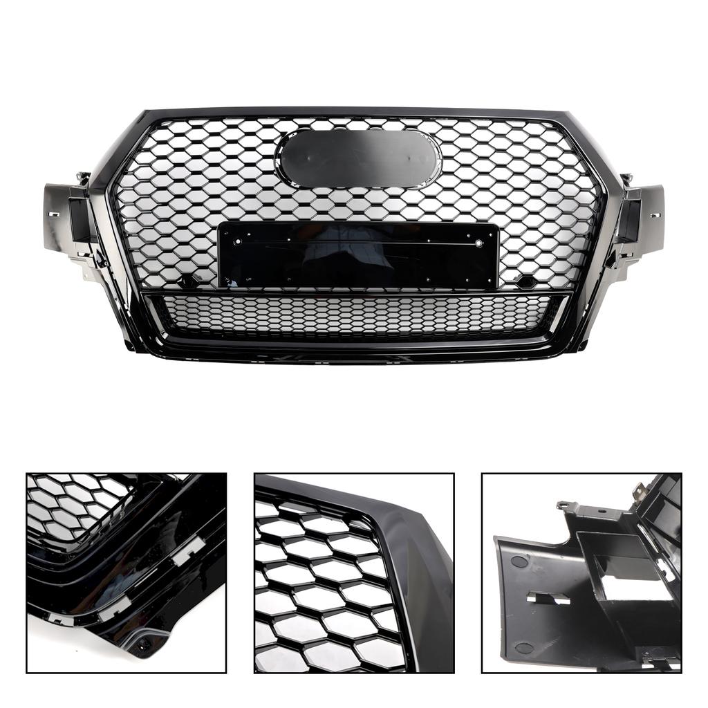 Gloss Black Front Bumper Radiator Vent Mesh Grille Grill Fit Q7 2016-2019