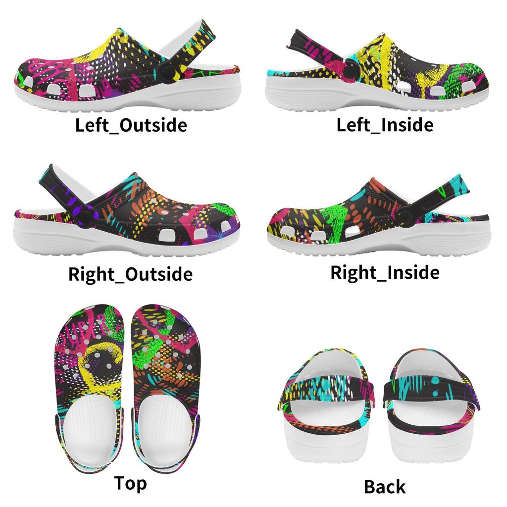 Women Men EVA Clogs Color Printed Breathable Slip On Garden Shoes Lightweight Beach Pool Bathroom Home Sandals Lightweight Wear