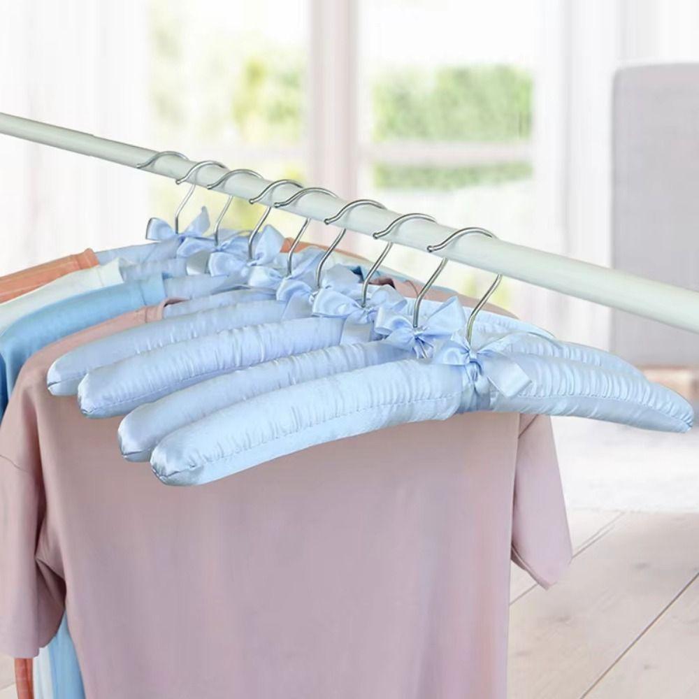 5PCS Non-slip Satin Padded Display Hanger Soft Sponge Clothes Hangers Wrapped Clothes Hanger  Hotel