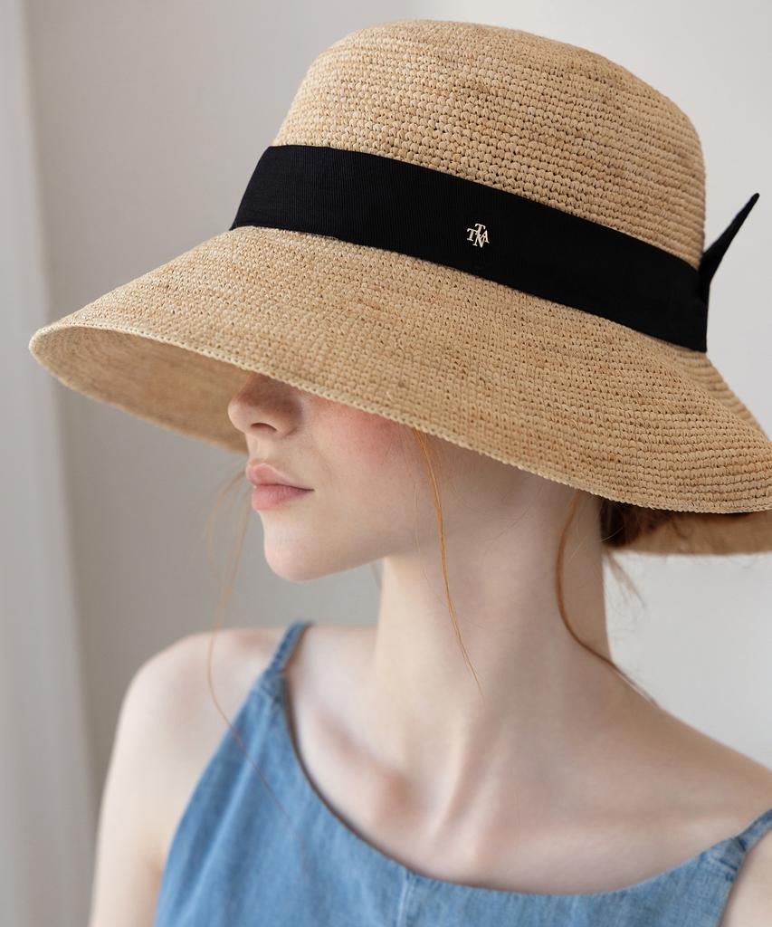 Tatiana Anvely Natural Raffia Ribbon Cloche Hat Ht8191 Black