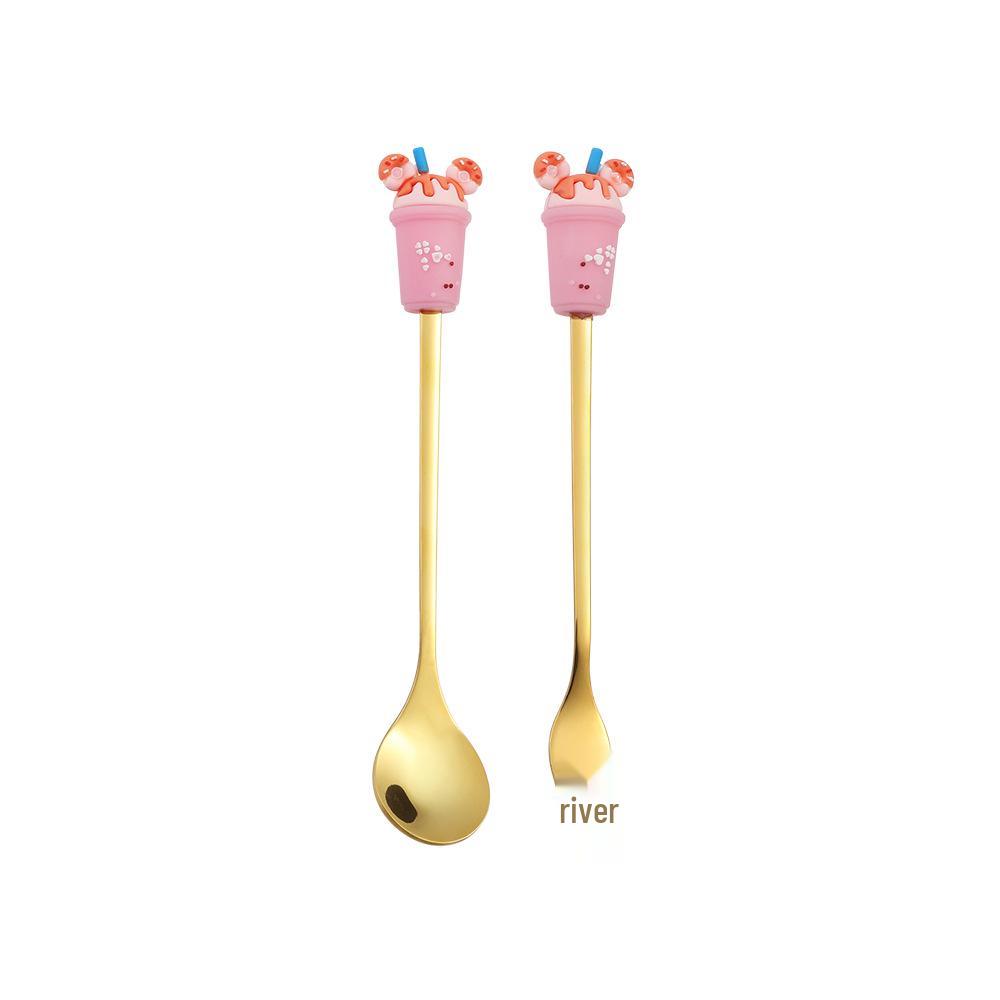 Cartoon Rabbit Christmas Dessert Spoon and Fork Set - Cute Party Favor Stirring Spoon