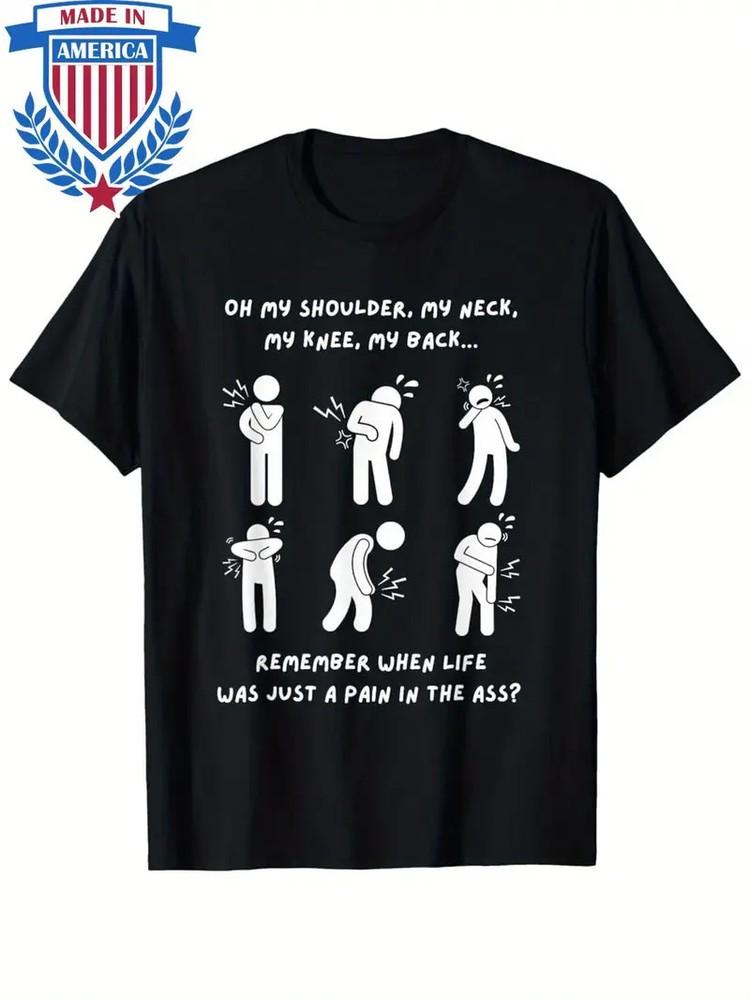 

Soft Cotton Vintage T-Shirt | Men039;s Funny Humor Graphic Tee034;Oh My Shoulder M Unisex T-Shirt S