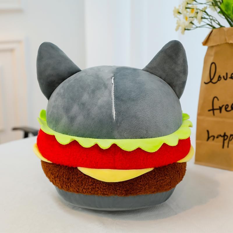 Hamburgerförmiges Plüschpuppen-Körperkissen, Lustige Spielpuppe, Beruhigendes Spielzeug für Kinder, Flauschig und niedlich, Weich, Perfekt für Halloween, Weihnachten, Geburtstage oder