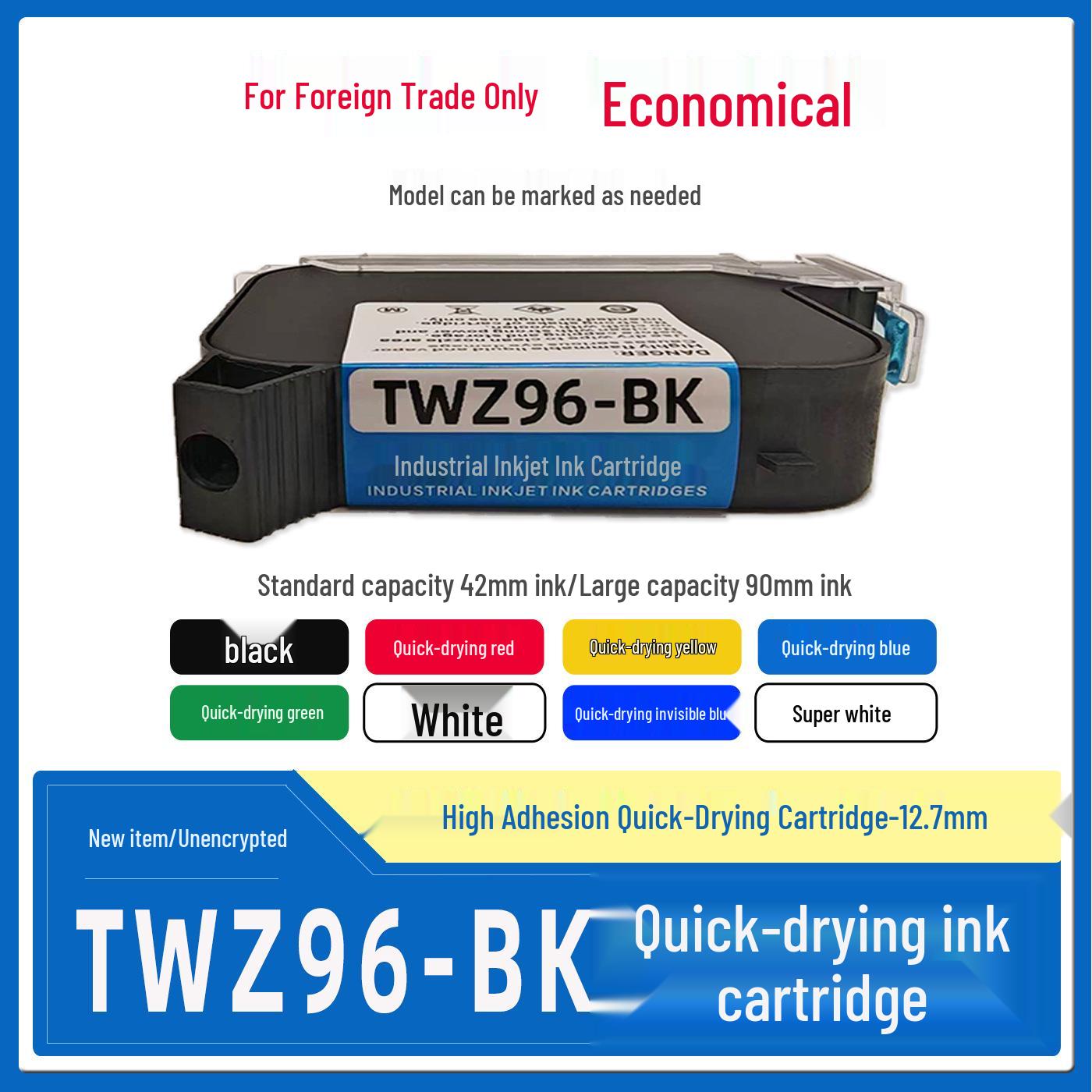 

Handheld Inkjet Printer with Quick-Dry Ink and 12.7mm Print Height Black High Adhesion Quick-Dry Cartridge