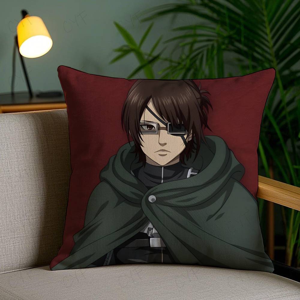 

A-Attack on Titan H-Hange Zoe Anime Gir Pillow Case Anti-dustmite Pillowcase Invisible zipper silky short plush Sofa cushion cov 18x18Inch