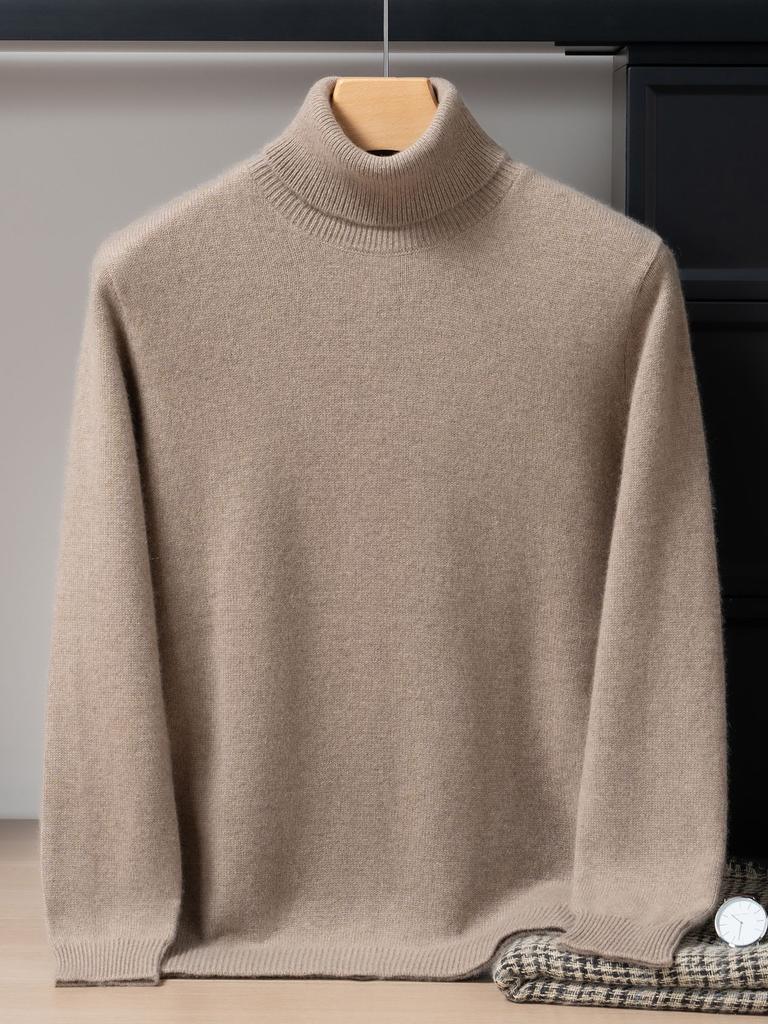 2025 new pure cashmere shirt men's high lapel thickened sweater solid color versatile cashmere knitting