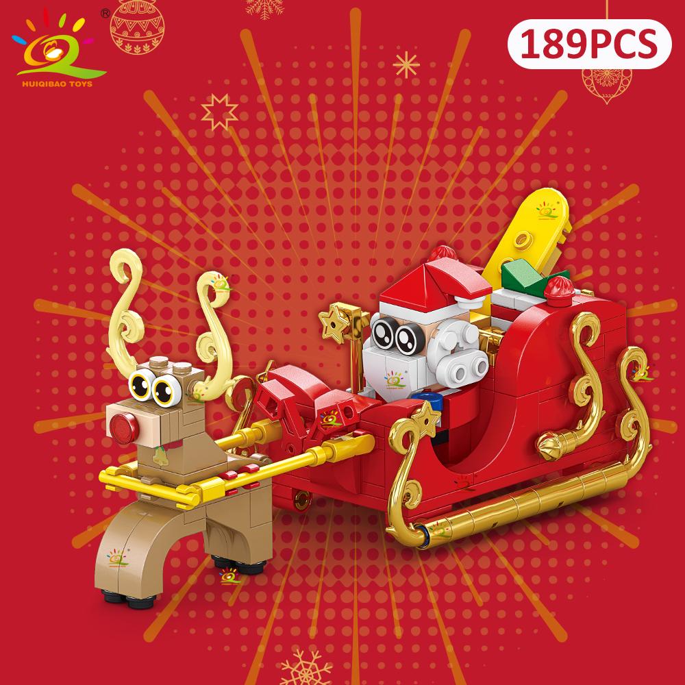 Non-Toxic 8In1 Christmas Santa Claus Sled House Model Building Block Diy Elk Snowman Bricks Ornament Toys For Children Adult Gift