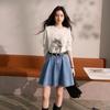 Women's Washed Denim A-Line Skirt