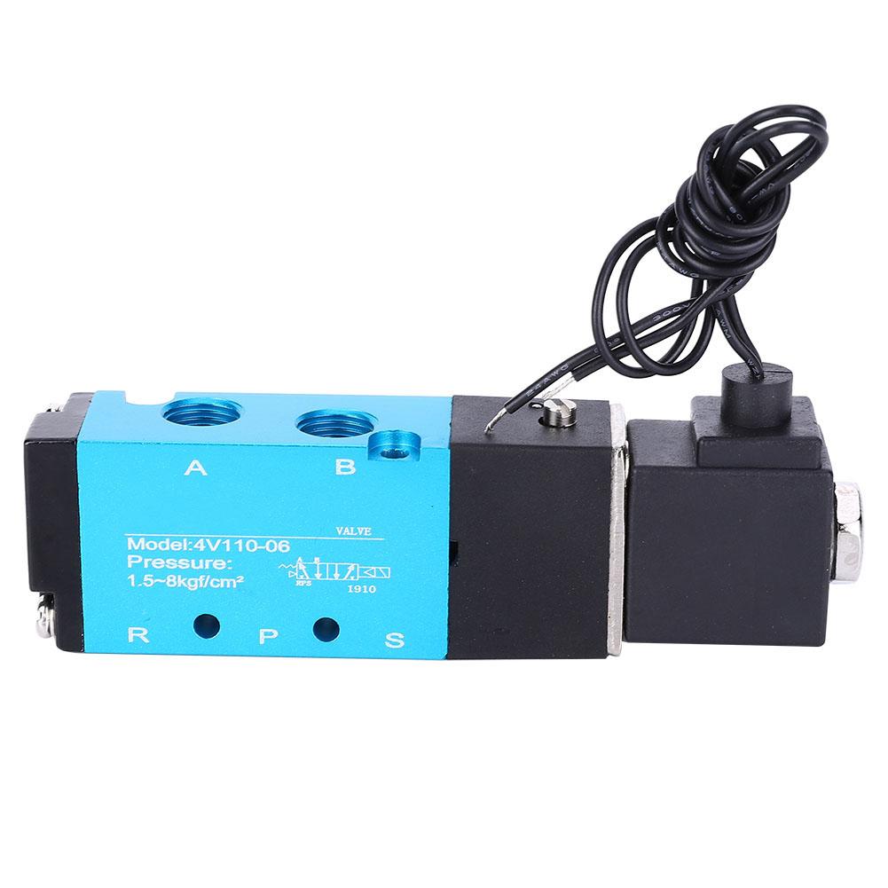 Solenoid Valve 2 Position 5 Way Aluminum Alloy High Sensitivity with Copper Coil 4V110 06 PT1 8 DC24V