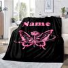 Custom Name Butterfly Theme Printed Blanket - Perfect for Couch, Bed, Travel & Outdoor Use | Machine Washable, Cozy & Durable.