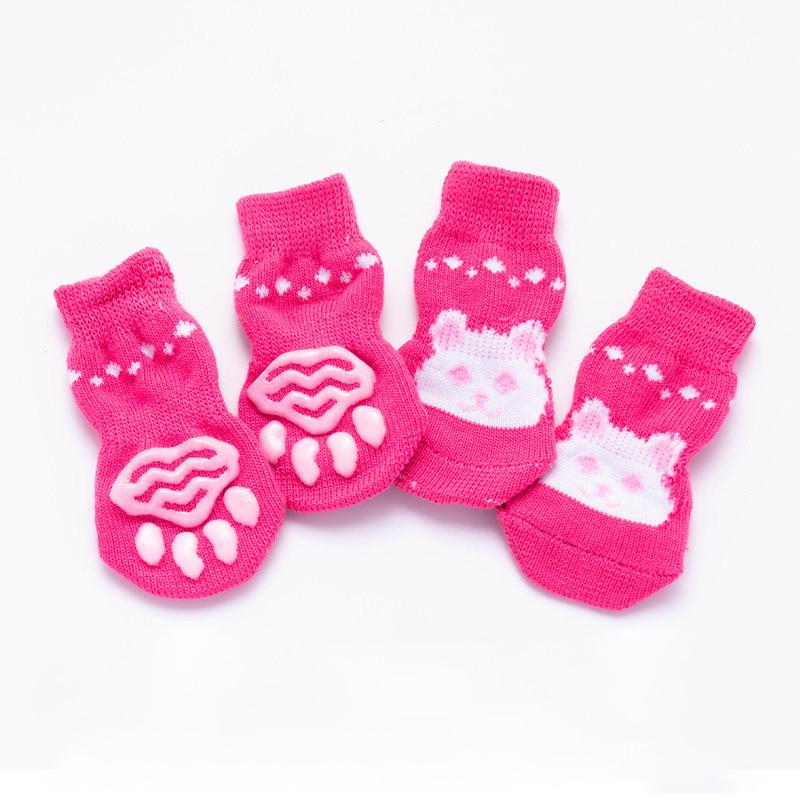 Pet with non-slip mat socks indoor puppy dog non-slip anti-scratch anti-dirty socks four packs