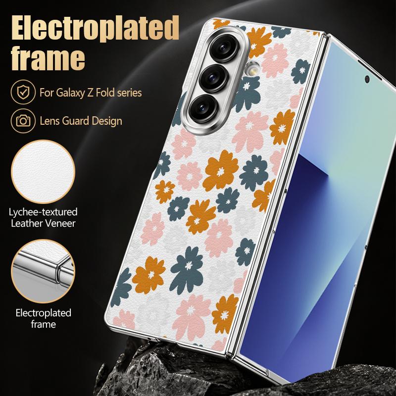 Vintage Strawberry Flower Print Case For Samsung Z Fold 8 Ultra 7 6 5 Luxury Plating Leather Skin Hard Phone Cover For Galaxy Z Fold8 Fold7 Fold6
