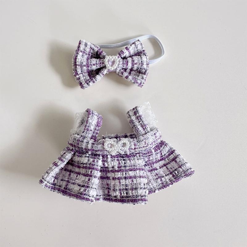 17cm Oblečení pro panenky Labubu Roztomilé Mini Plyšové Oblečení pro panenky Oblečení Monstrum Doplňky Perlové Mini Růžové Princeznovské šaty