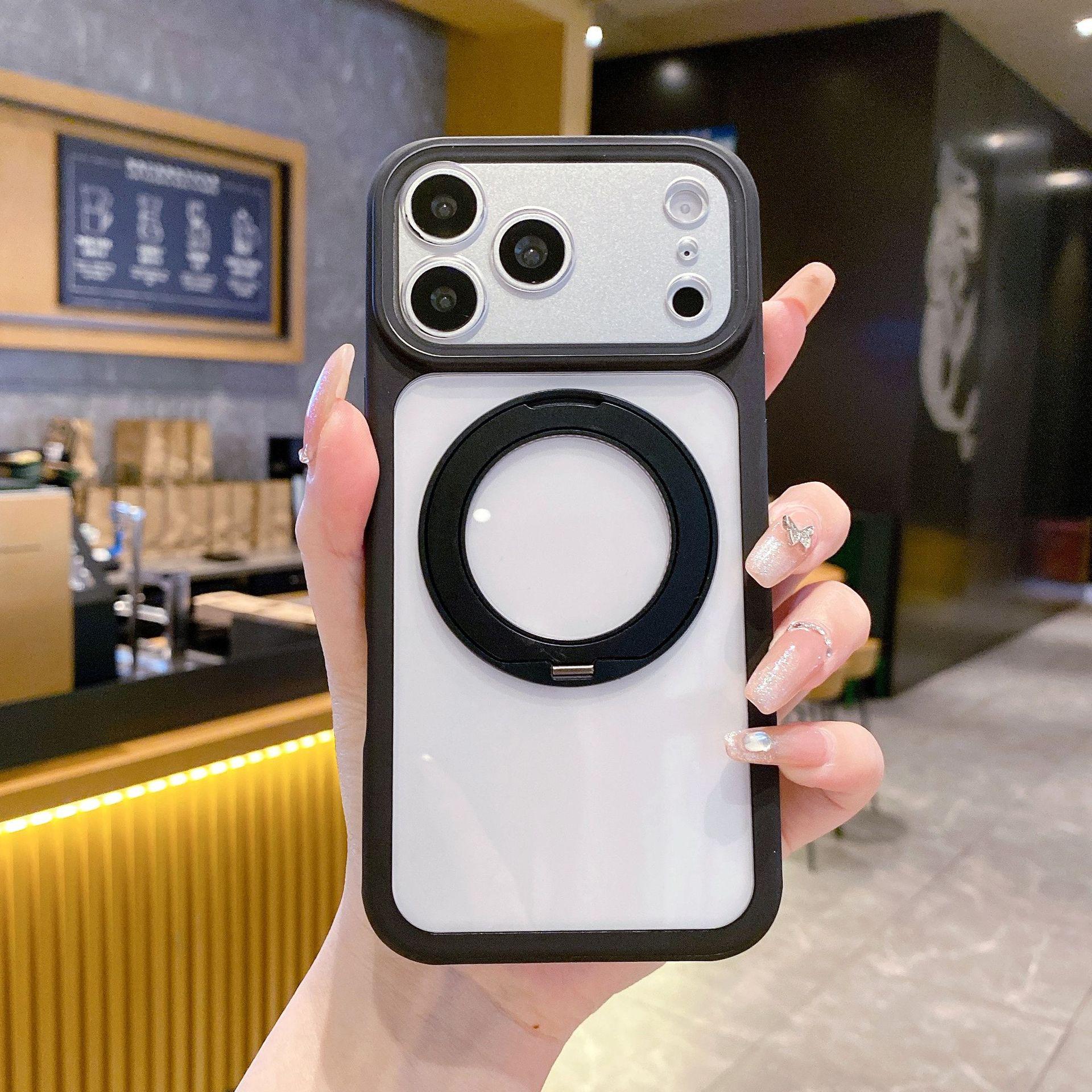 

Magnetic Rotating Stand Case for iPhone 17 Pro Max/16/15 with Precision Holes and Full Coverage Protection iPhone17 ProMax чорний