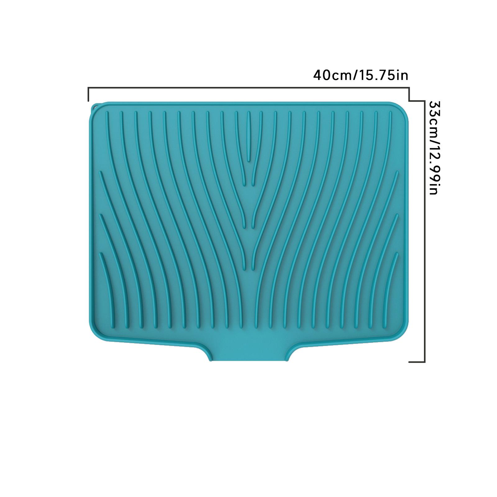 

Silicone Dish Drying Mat for Kitchen Counter, Non-Slip Drain Pad, Dish Drying Pad, Easy to Clean Dish Rack Pad, Multi-Use синий