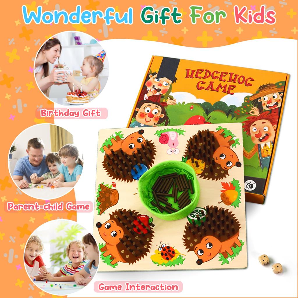 Kid Cartoon Hedgehog Board Math Counting Matching Game Fine Motor Skill Preschool Educational Learning Mathematics Toys Gift