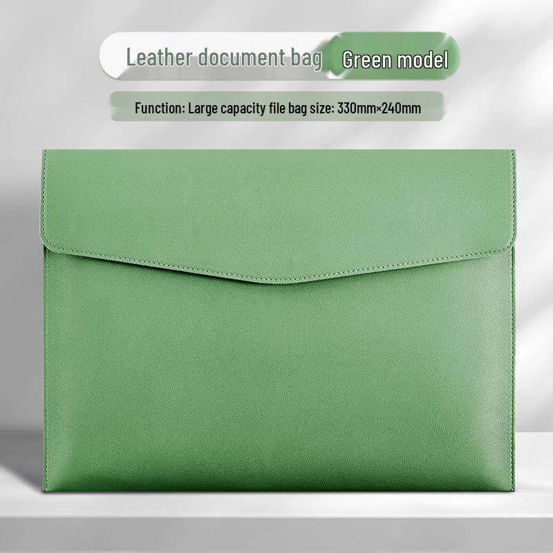 

A4 Leather Document Folder with Snap Closure - Business Briefcase for Office, Contracts, and Receipts.