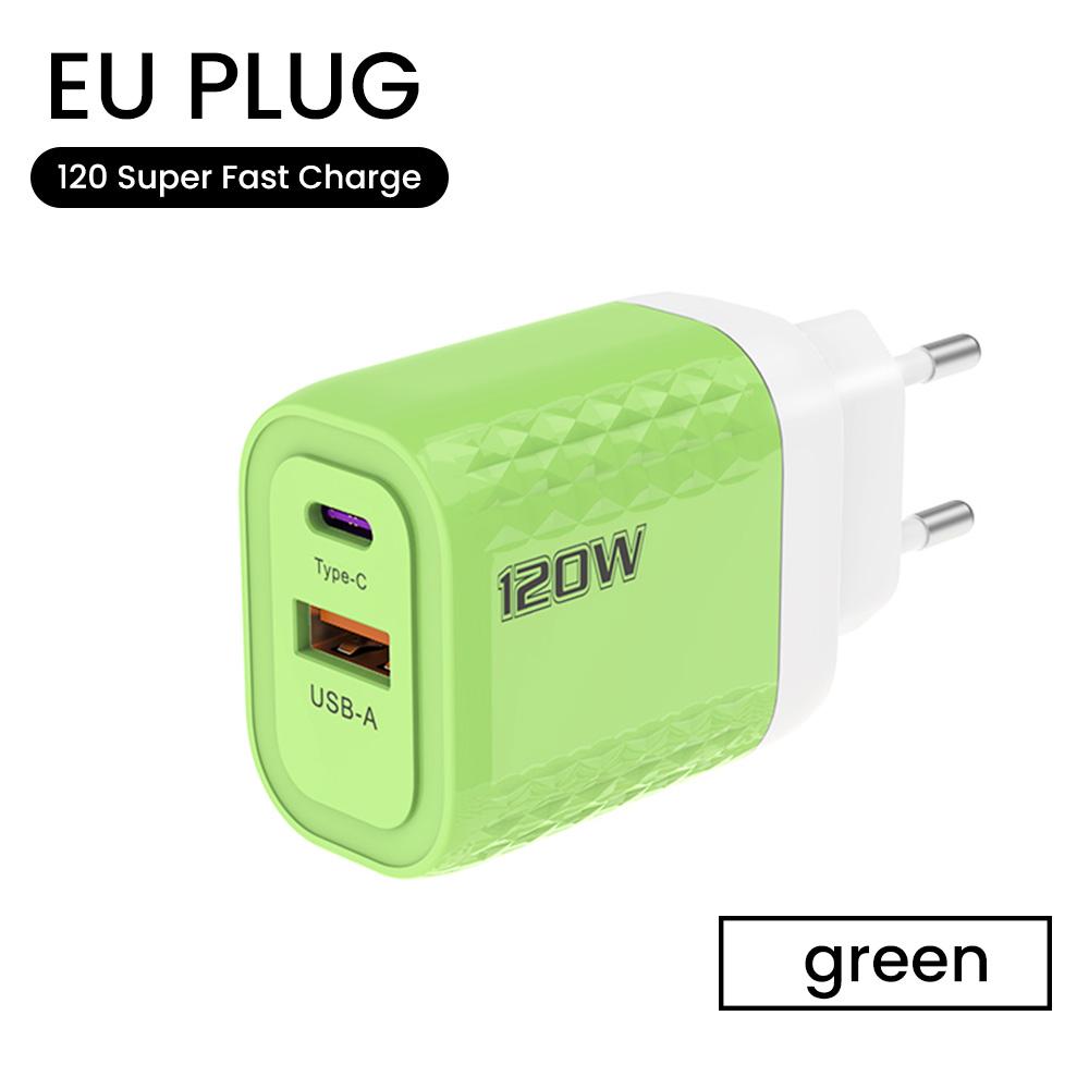 2 porty 120W rychlé nabíjení USB typ C nabíječka PD QC 3.0 USB C nabíječka EU/US/UK zástrčka adaptér pro iphone Xiaomi Samsung