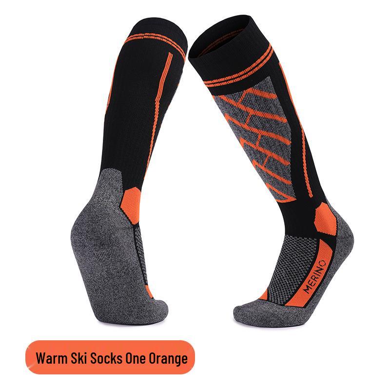 Merino Wool Knee-High Ski Socks: Thick, Warm, Non-Slip, Sweat-Absorbent for Men & Women.