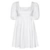 Square Collar Puff Sleeve White Short Dress Women Backless Sexy Dresses Female Slim Summer 2026 Robes Lace-up Loose Dress 28114