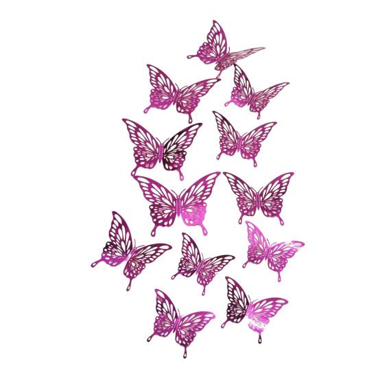 12Pcs/Set Wall Sticker 3D Hollow Butterfly Design Lightweight Easy Installation Home Decals Bedroom Living Room Birthday Party Decor